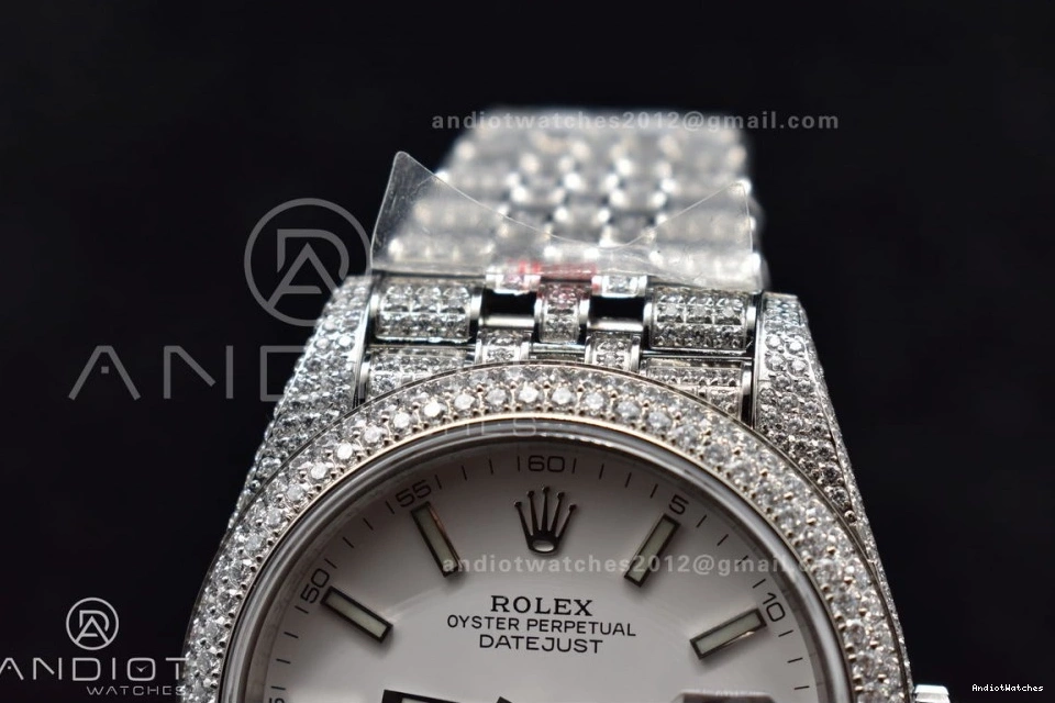 JDF 41mm Best Version White 906 Upgraded Stick Diamond Markers DateJust 0828